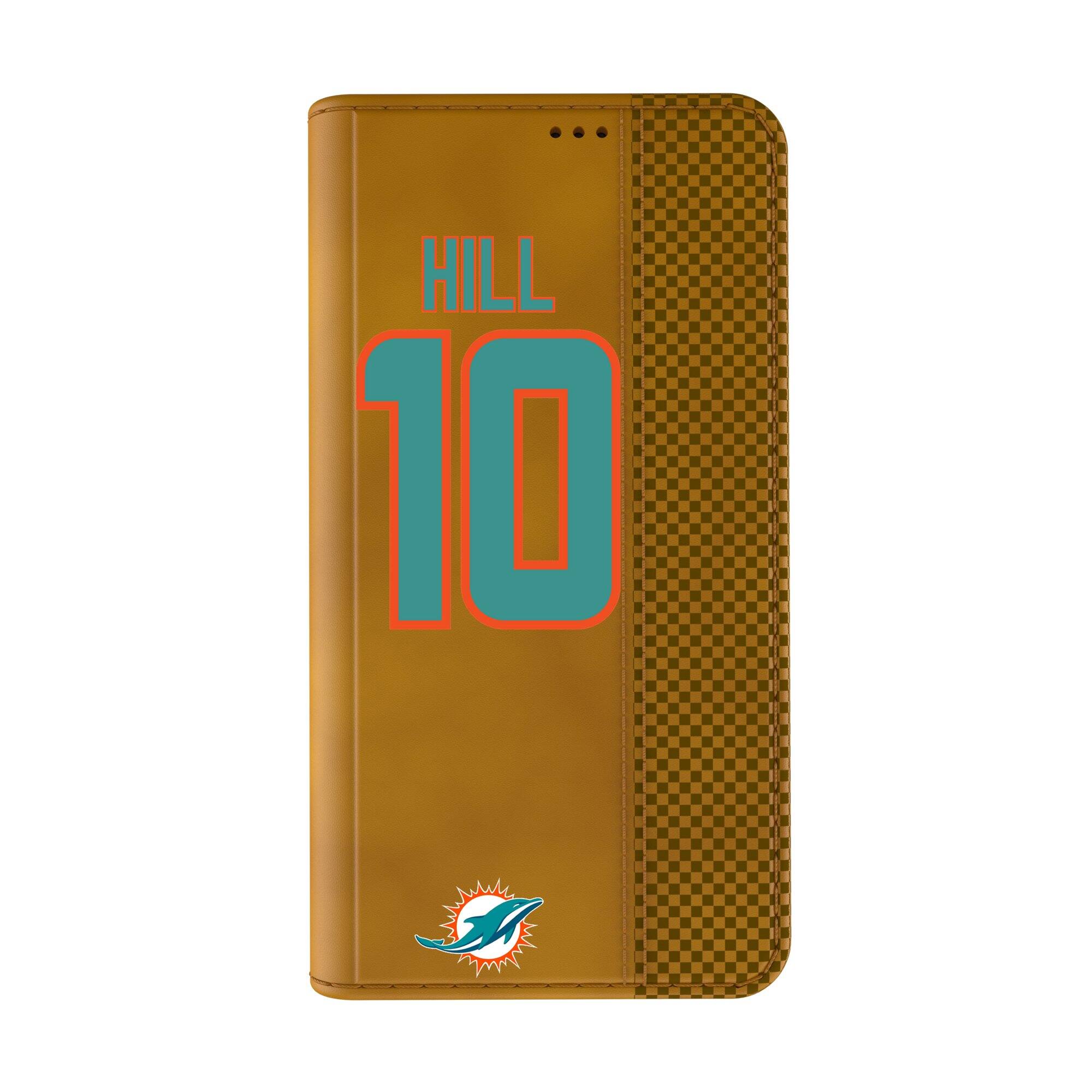 Alt View 1. Keyscaper - Tyreek Hill Brown Miami Dolphins Folio iPhone Case - 13 Pro Max - Brown.