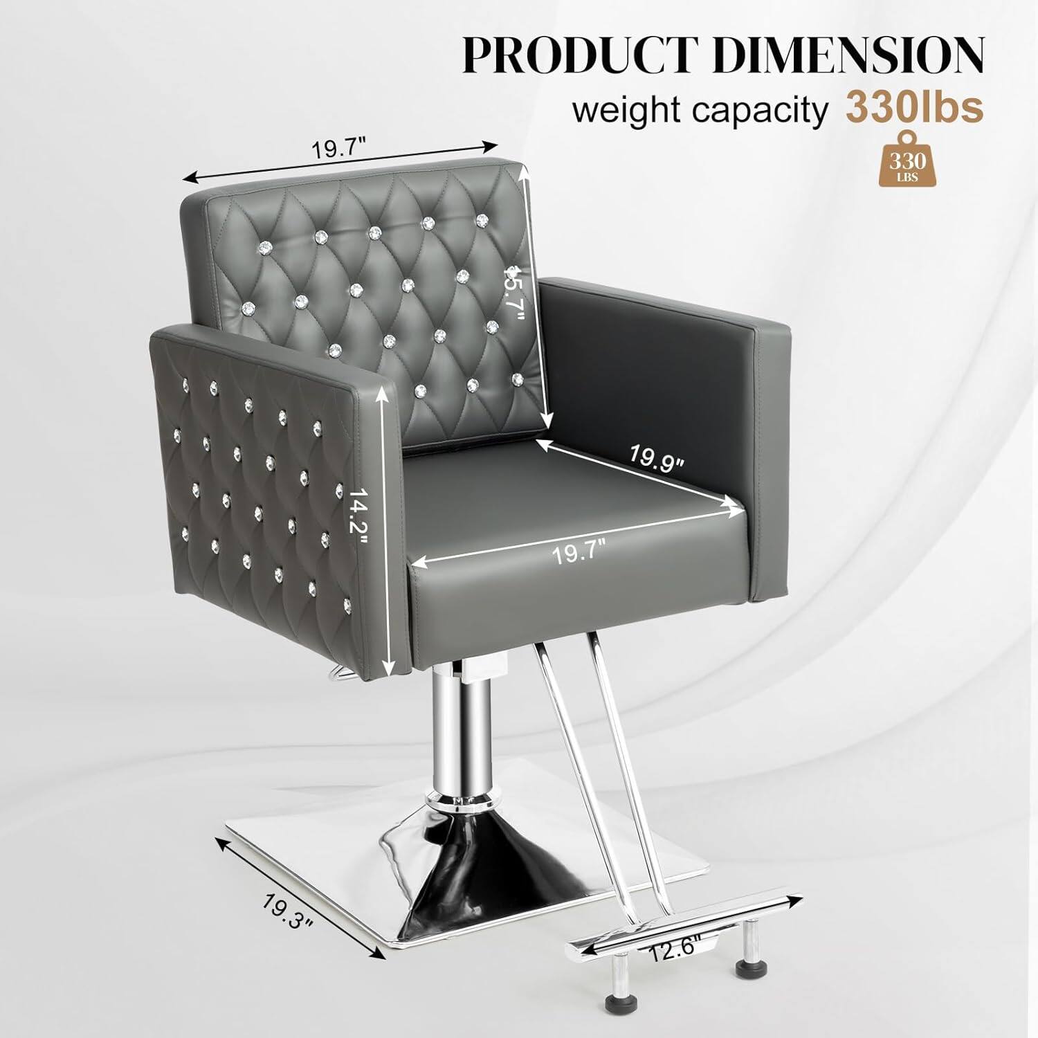 19.7" PRODUCT DIMENSION weight capacity 330lbs 330 LBS 14.2" 19.9" 19.7" 19.3" 12.6"