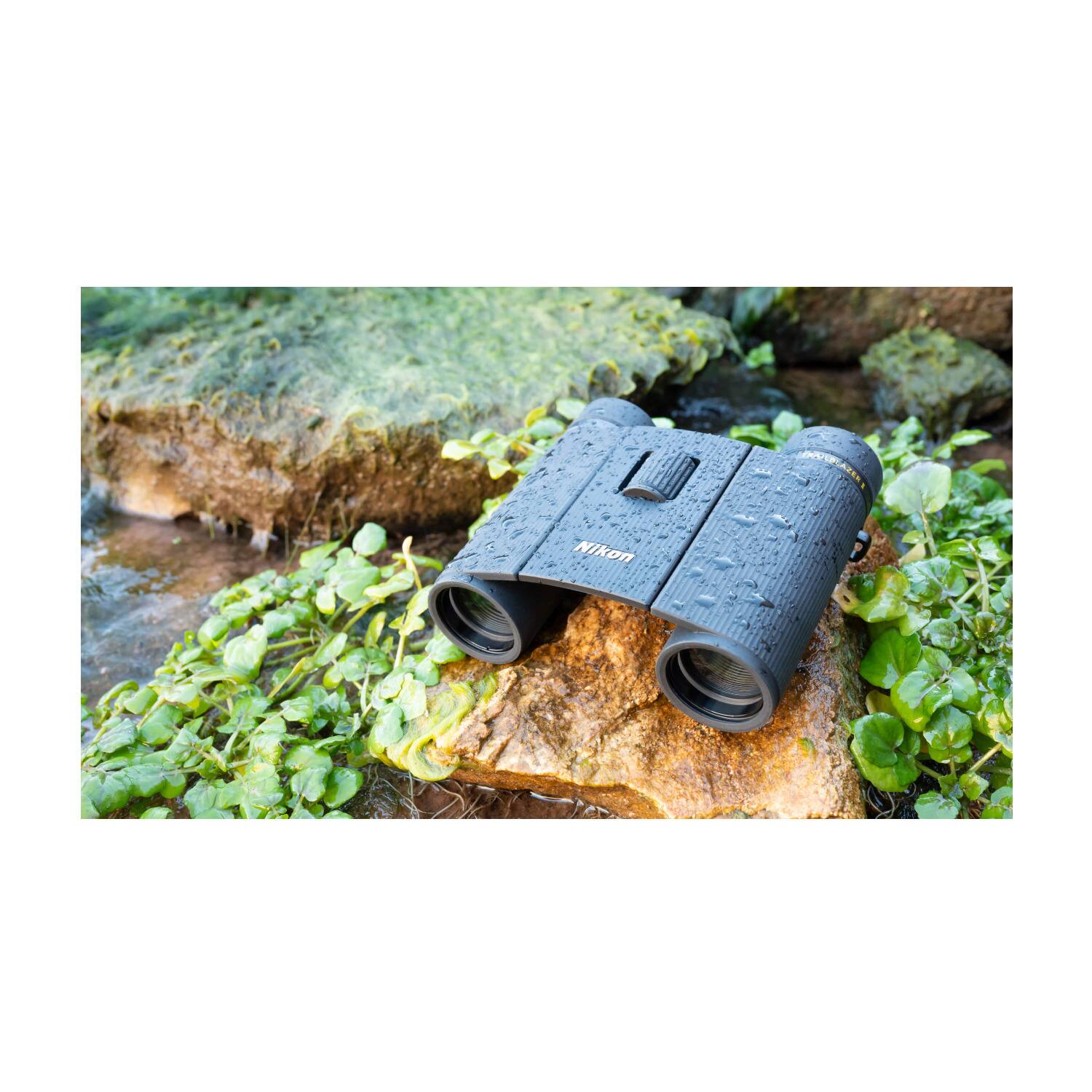 Left. Nikon - Nikon Trailblazer II 8x25 Compact Binoculars (Black) with Sling Strap Bundle.
