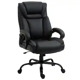 Loheer - Big and Tall Office Chair 400lbs Heavy Duty Executive Desk Chair Wide Seat High Back Ergonomic PU Leather - Black