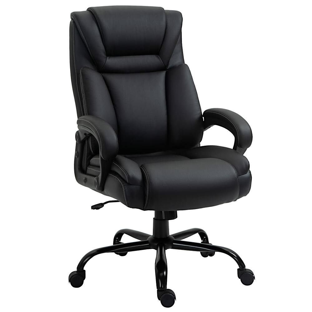 Front. Loheer - Loheer Big and Tall Office Chair 400lbs Heavy Duty Executive Desk Chair Wide Seat High Back Ergonomic PU Leather Black - Black.