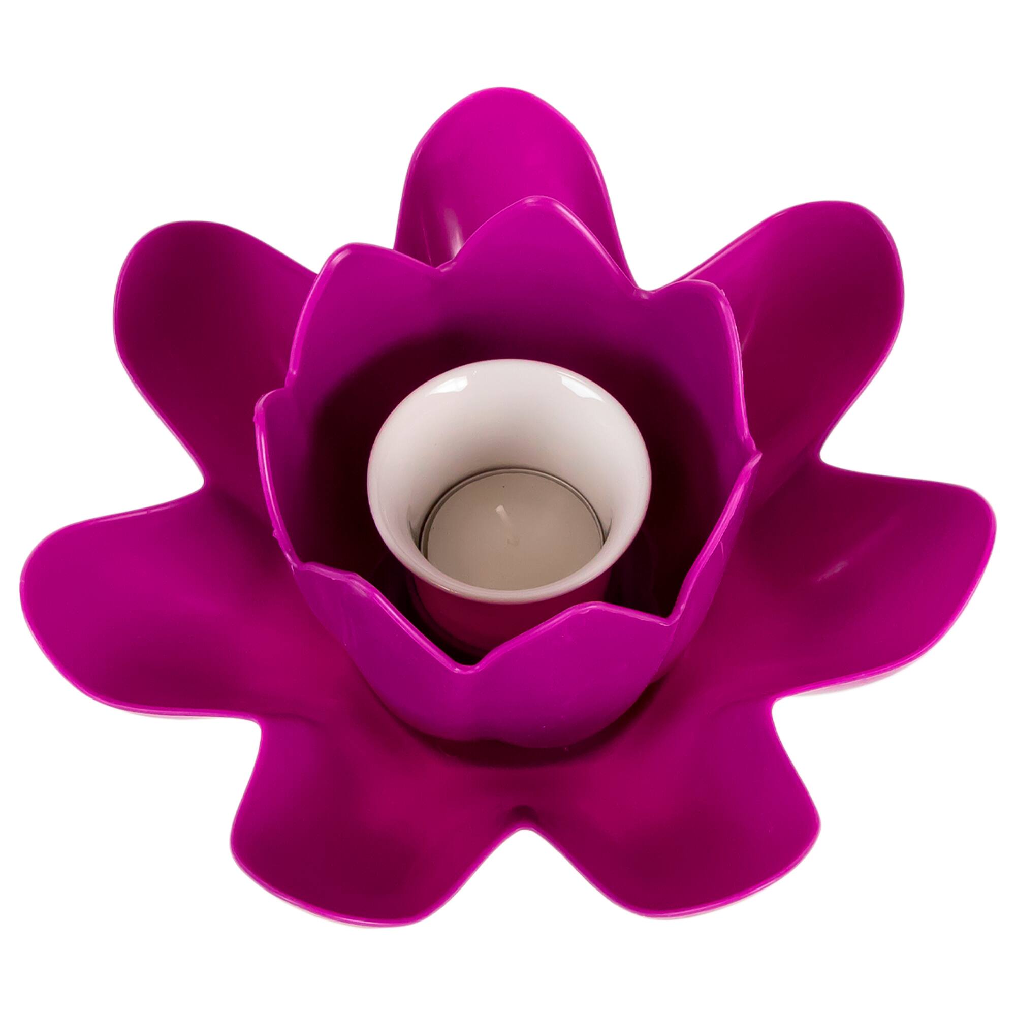 Alt View 1. Swim Central - 7.5" Magenta Hydro Tools Pool or Spa Floating Flower Candle Light - Purple.