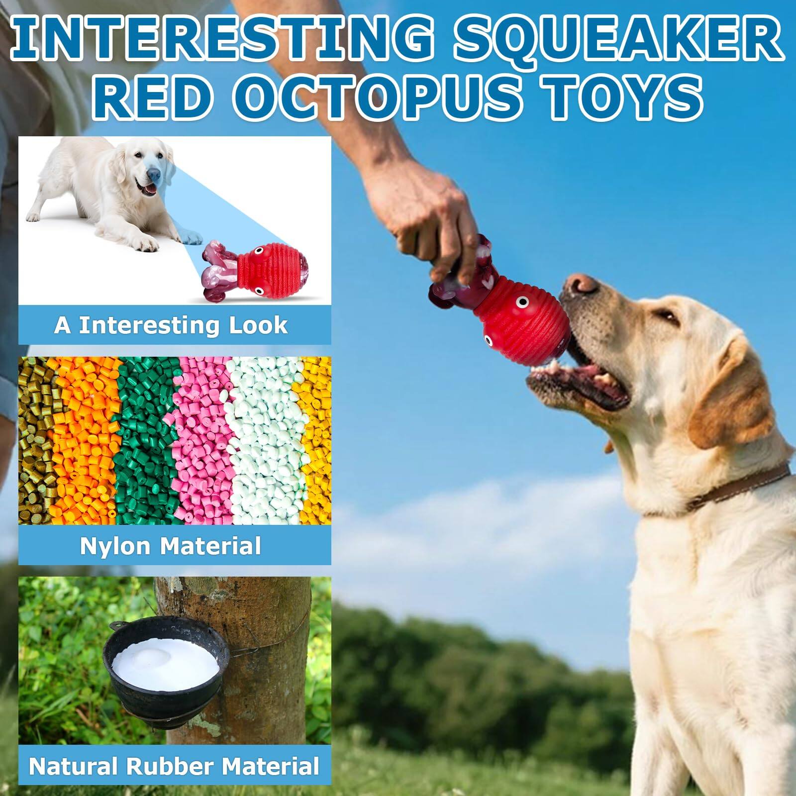 INTERESTING SQUEAKER RED OCTOPUS TOYS

A Interesting Look

Nylon Material

Natural Rubber Material