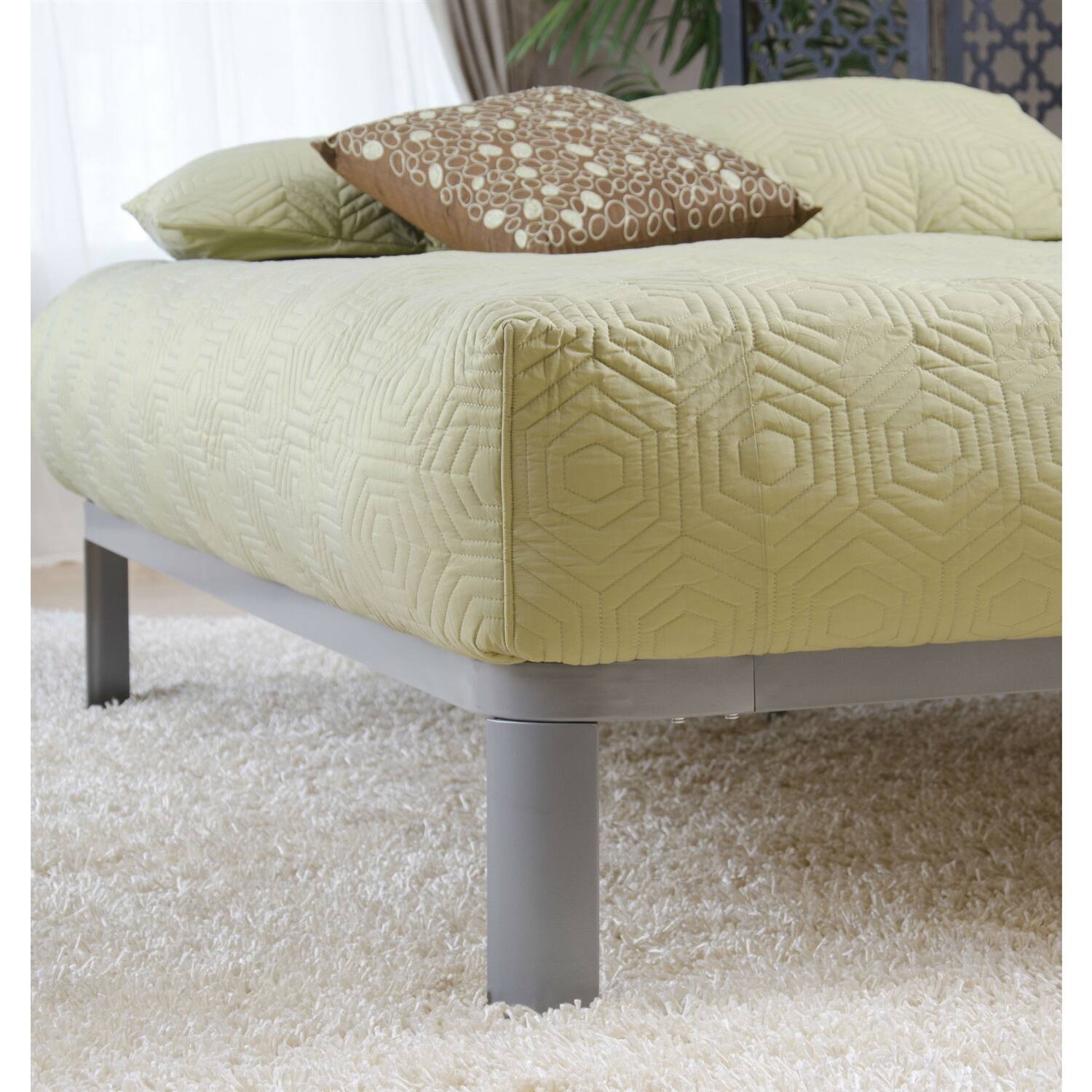 Angle. Hivvago - Hivvago Queen size Luna Metal Platform Bed Frame with Wood Slats - Grey.