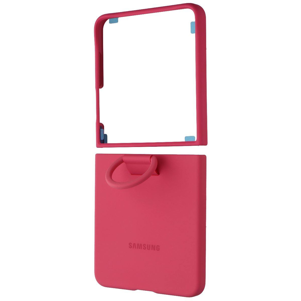 Front. Samsung - Samsung Official Ring Case (Silicone) for Galaxy Z Flip7 - Coral Red - Red.