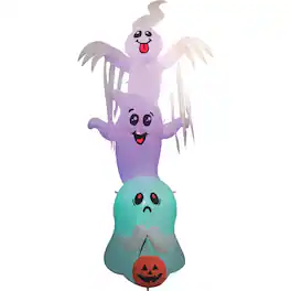 GOOSH Inflatables - GOOSH 9.8 FT High Halloween Inflatable Overlap Ghost with Built-in LEDs (Three Ghosts) - White