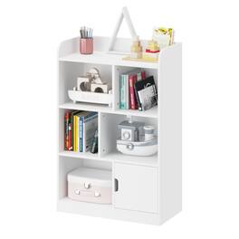 Ecooso - Kids Bookcase with 6 Compartments, Freestanding Shelves & Cube Organizer - White