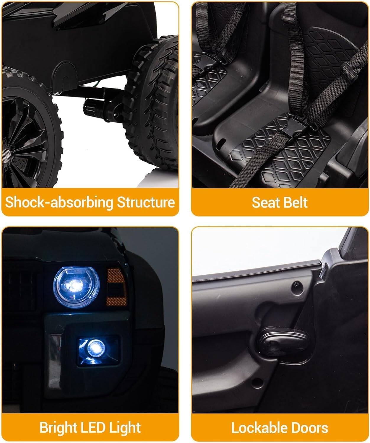 - Shock-absorbing Structure
- Seat Belt
- Bright LED Light
- Lockable Doors