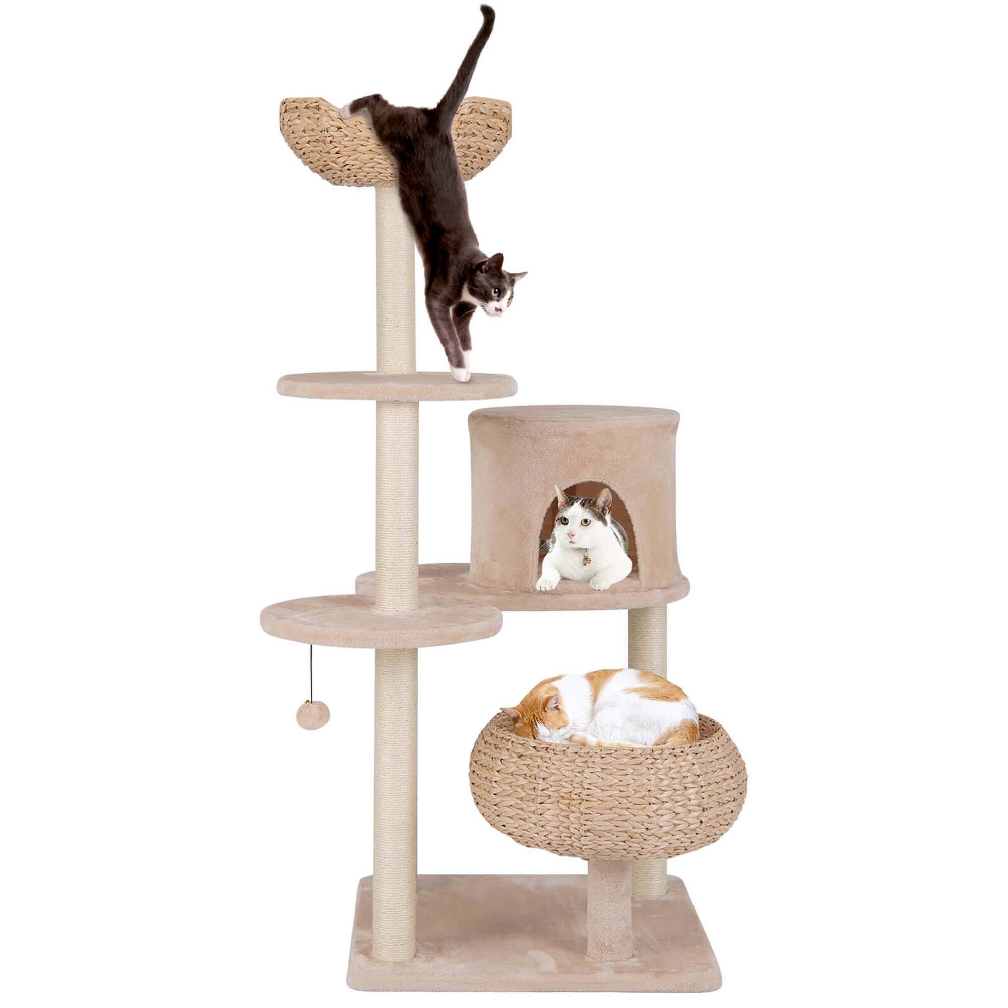 Alt View 9. Costway - Costway 58" Cattail Cat Tower with Sisal Scratching Posts Perch Basket Ball Condo - Beige,Natural.