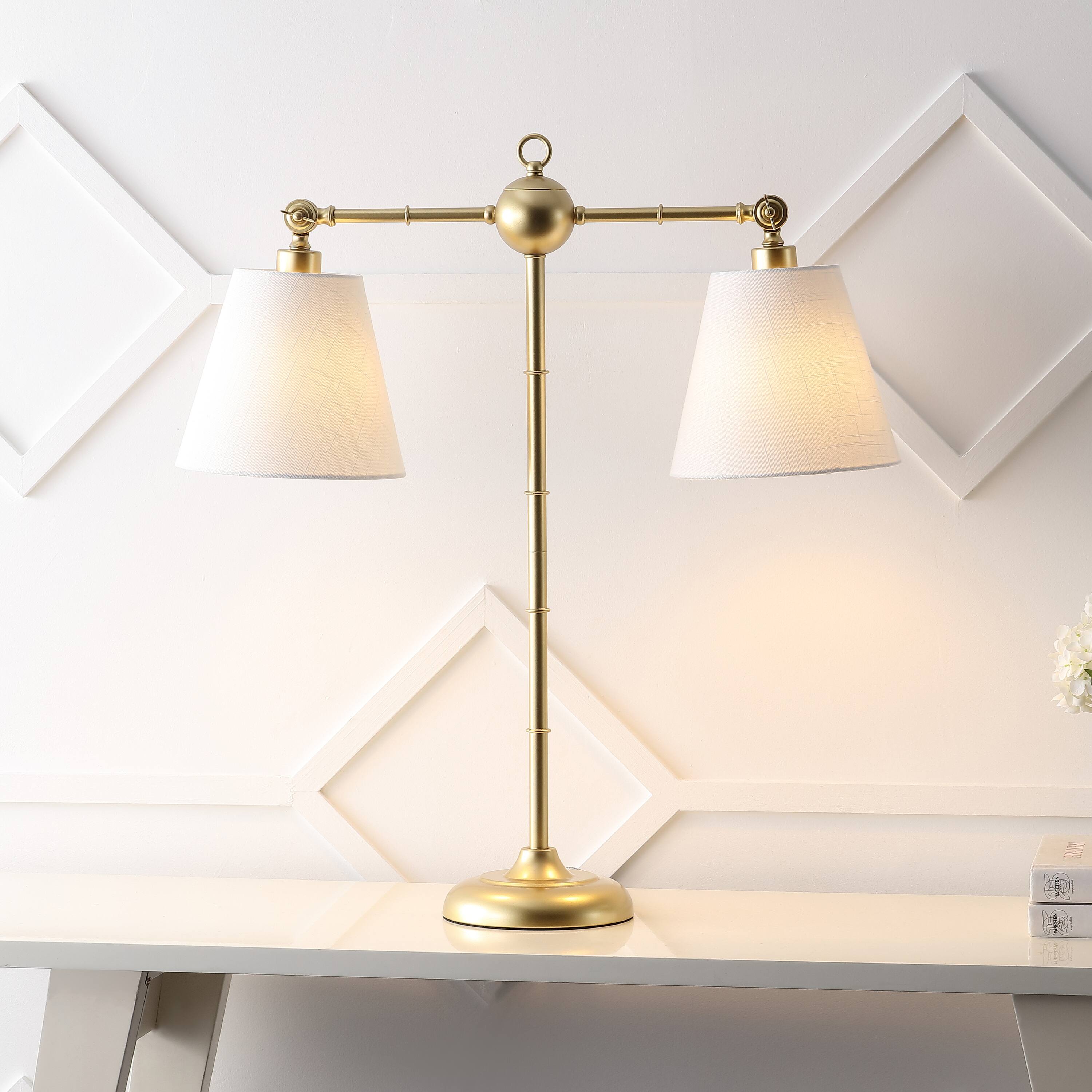 Alt View 1. Jonathan Y - Ruth 31" 2-Light Contemporary Farmhouse Adjustable Metal Library LED Table Lamp, Gold Painting - Gold Painting.