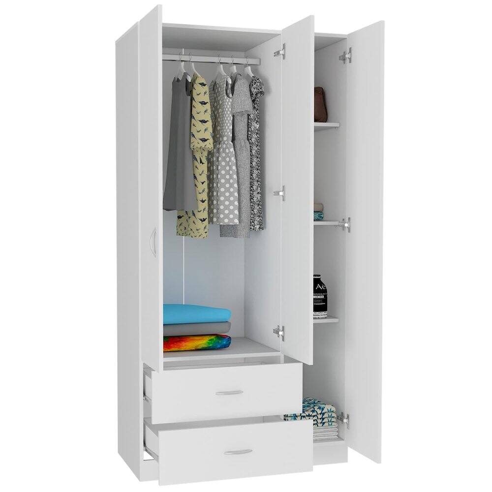Alt View 1. TuHome - Austral Three Door Armoire White MDF - White.