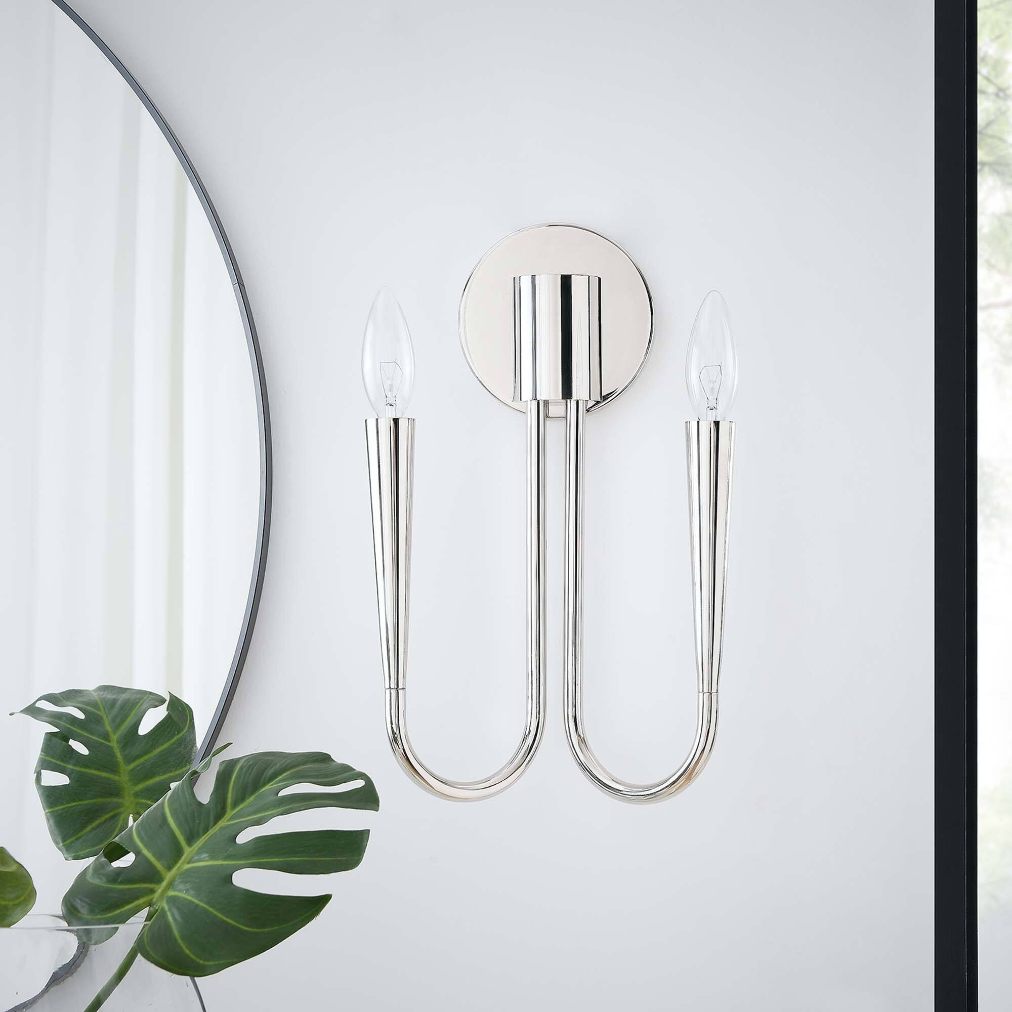 Alt View 1. Modway - Penrose 2-Light Wall Sconce by Modway - Polished Nickel.