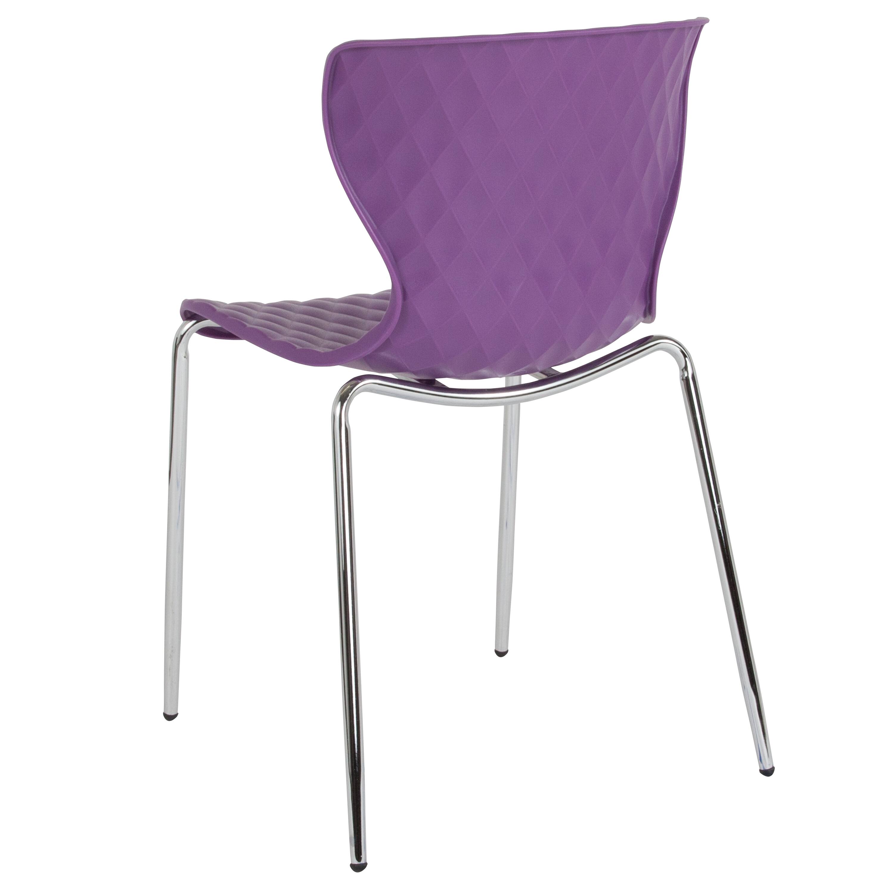 Alt View 5. Emma + Oliver - Contemporary Design Accent Dining Plastic Stack Chair - Purple.
