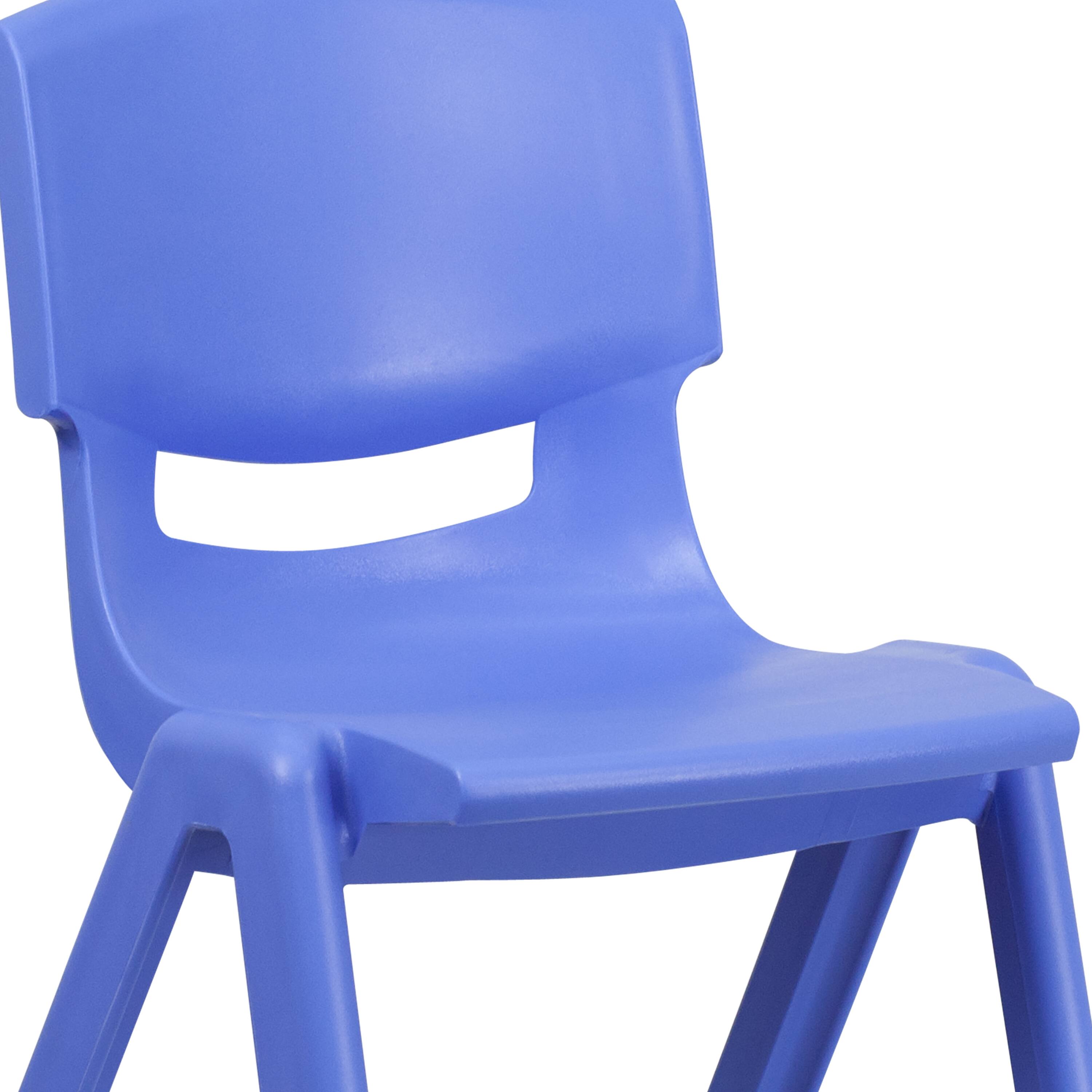 Alt View 9. Emma + Oliver - 4 Pack Plastic Stack School Chair with 15.5"H Seat, 3rd-7th School Chair - Blue.