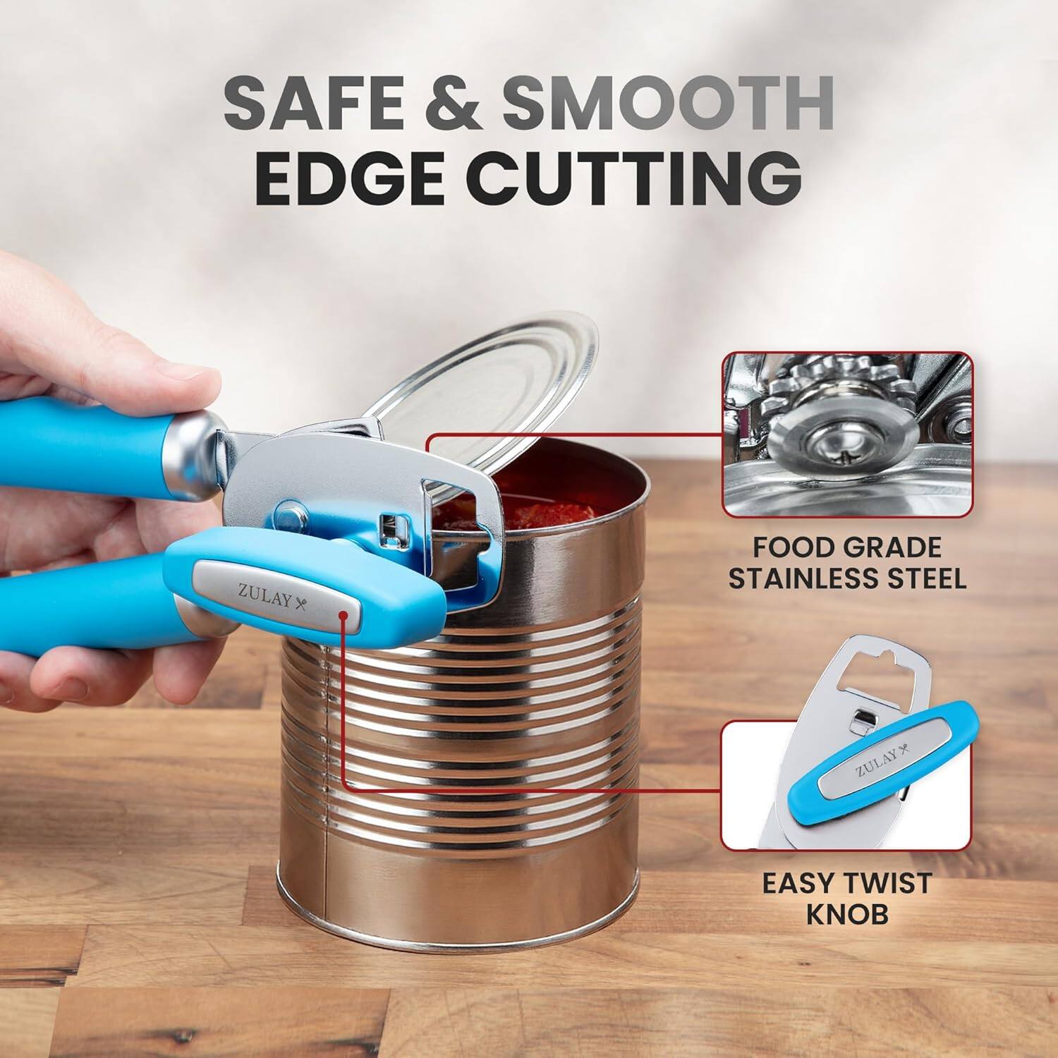 SAFE & SMOOTH EDGE CUTTING  
ZULAY X FOOD GRADE STAINLESS STEEL  
ZULAY EASY TWIST KNOB