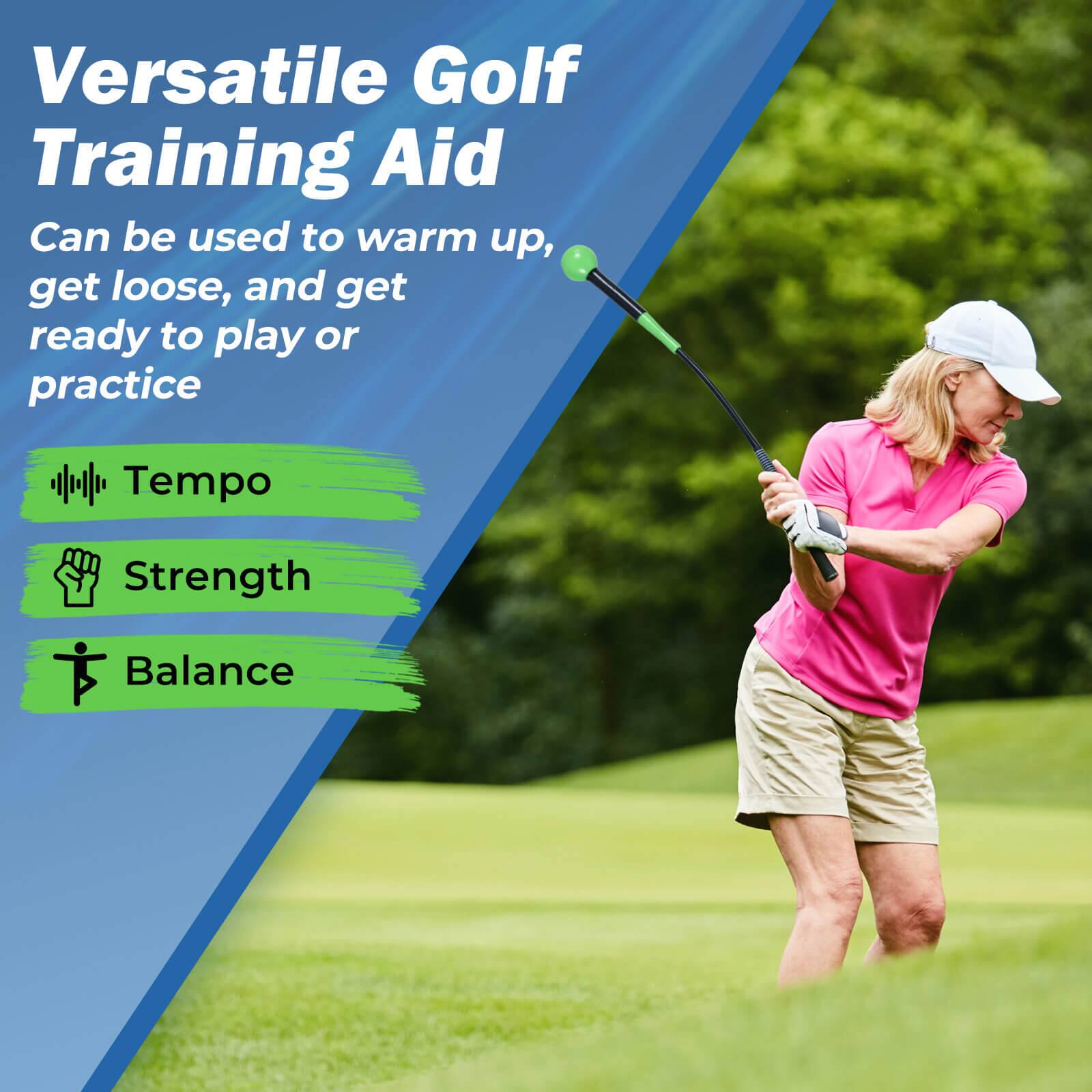 Versatile Golf Training Aid  
Can be used to warm up, get loose, and get ready to play or practice  

- Tempo  
- Strength  
- Balance