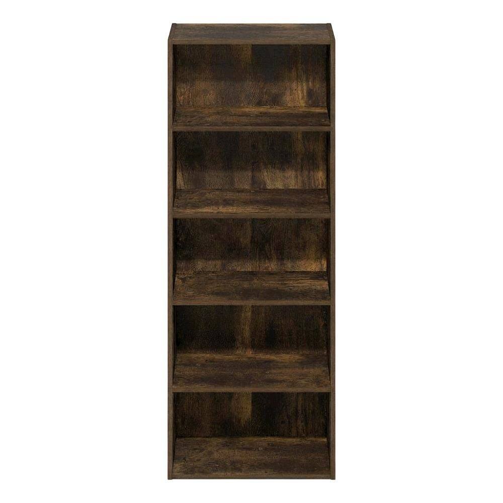 Back. FurniFact - Amber Pine 5-Tier Open Shelf Bookcase with Versatile Storage Solution - Amber Pine.