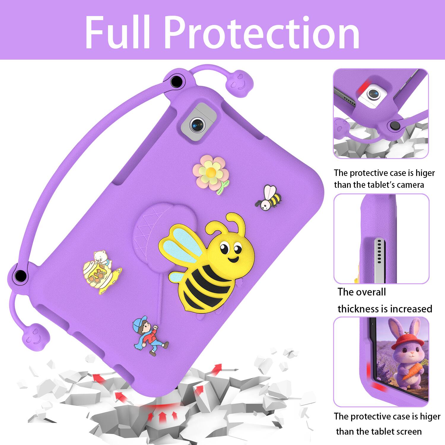 Full Protection

The protective case is higher than the tablet's camera

The overall thickness is increased

The protective case is higher than the tablet screen