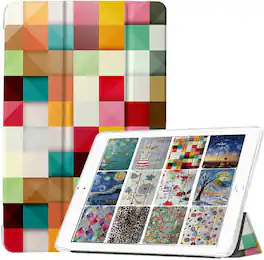 DuraSafe Cases - iPad 7th Gen 10.2 inch 2019 Trifold TPU Smart Case A2197 A2200 A2198 A2199 MW762 MW752 MW742 MW6D2 MW6R2 MW6Y2 MW6C2 - Color Grid