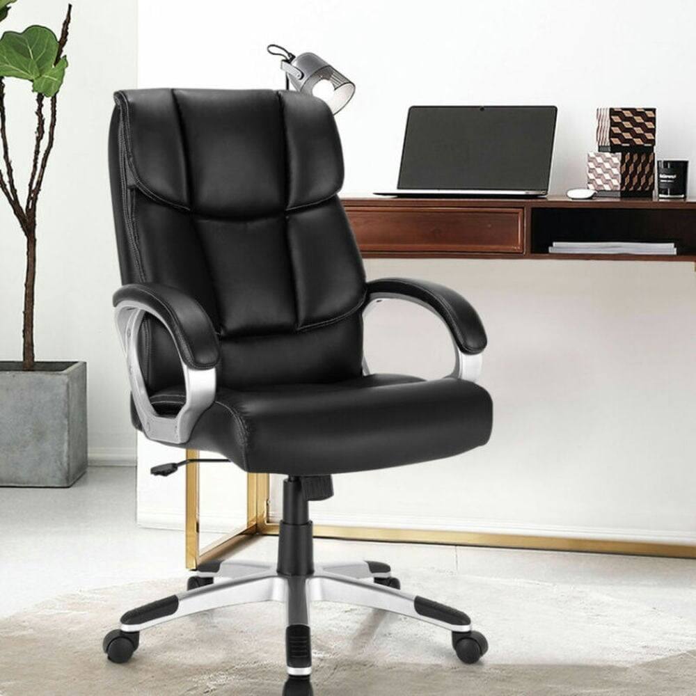 Alt View 4. Pefilos - Big and Tall Adjustable High Back Leather Executive Computer Desk Chair, Home Office Computer Desk Chair, Ergonomic - Black.