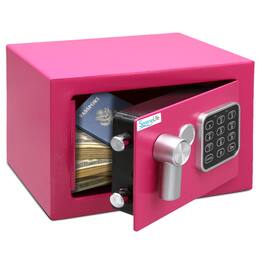 SereneLife - Electronic Safe Box, 9.1 x 6.7", Digital Touch Pad, Code & 2 Keys, SLSFE12PI - Pink