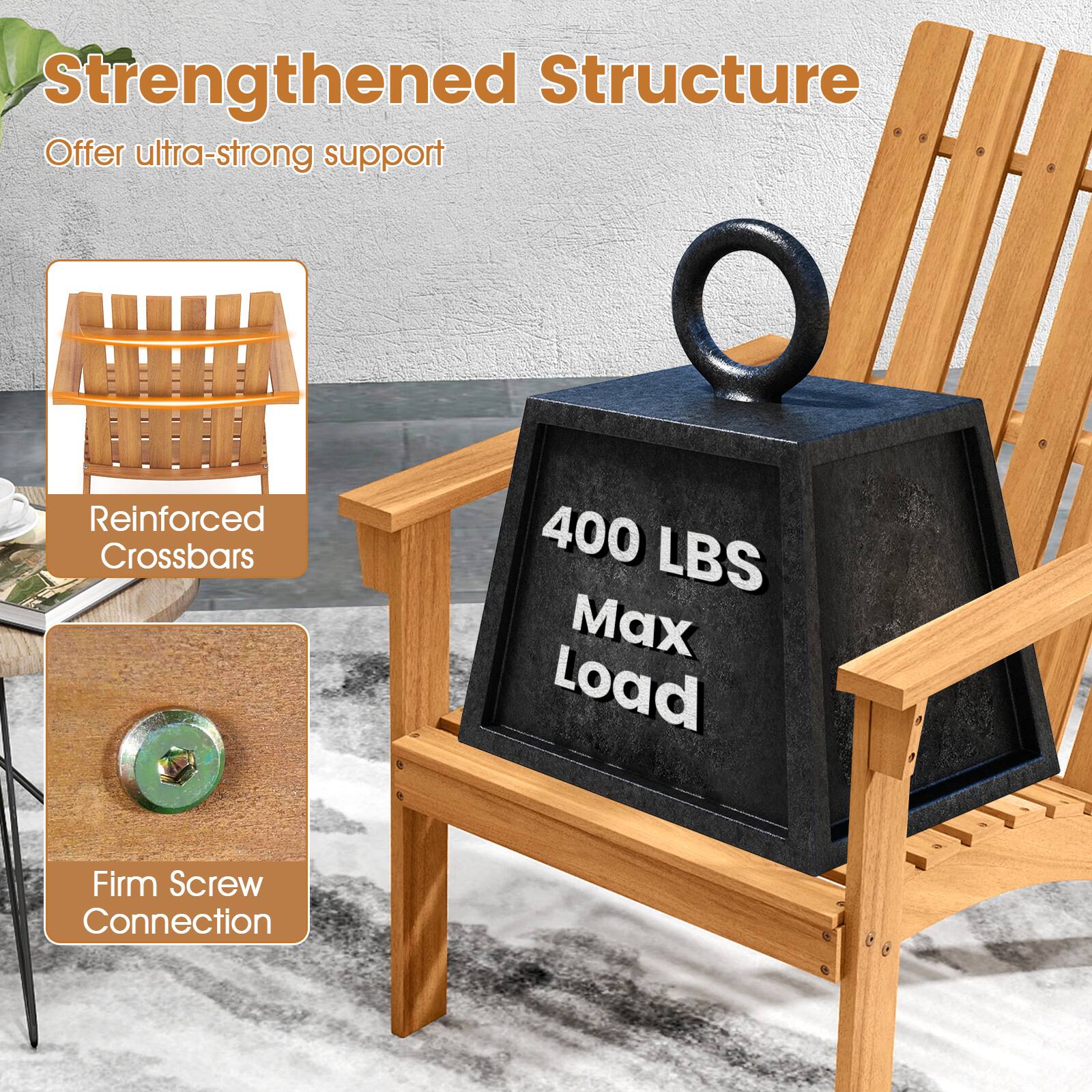 Strengthened Structure  
Offer ultra-strong support  
Reinforced Crossbars  
400 LBS Max Load  
Firm Screw Connection