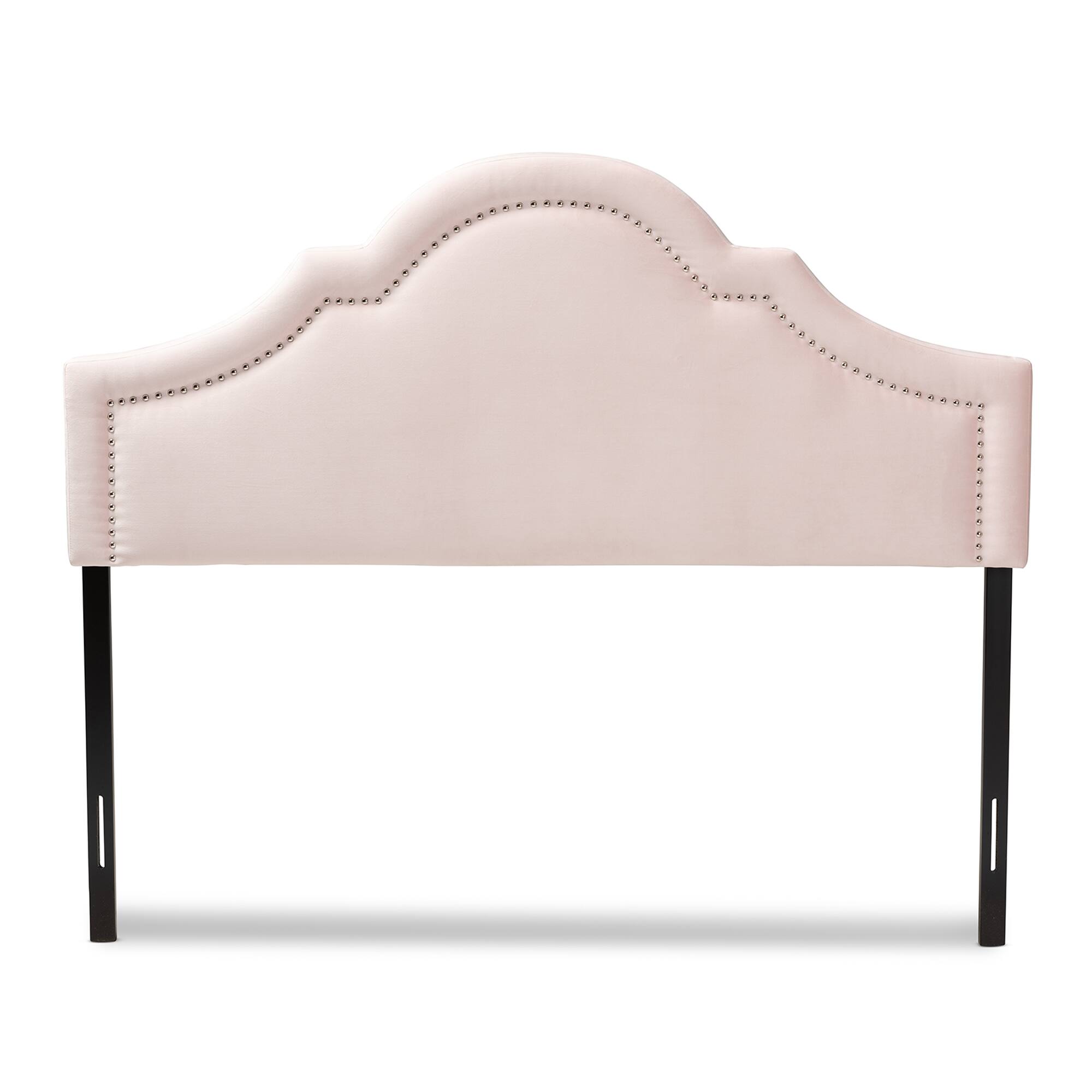 Angle. Baxton Studio - Rita Modern and Contemporary Velvet Fabric Upholstered Queen Size Headboard - Light Pink.