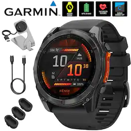 Garmin - Fenix 8 51mm Smatwatch, Slate Gray w/ Black Silicone Band + Accessories Bundle - Slate Gray - (2024)