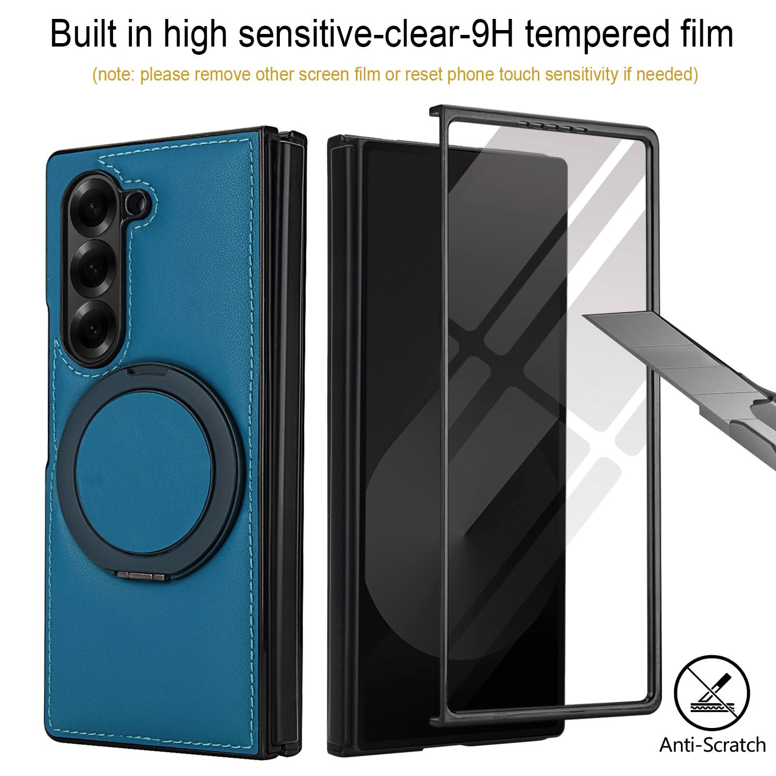 Built in high sensitive-clear-9H tempered film  
(note: please remove other screen film or reset phone touch sensitivity if needed)  
Anti-Scratch