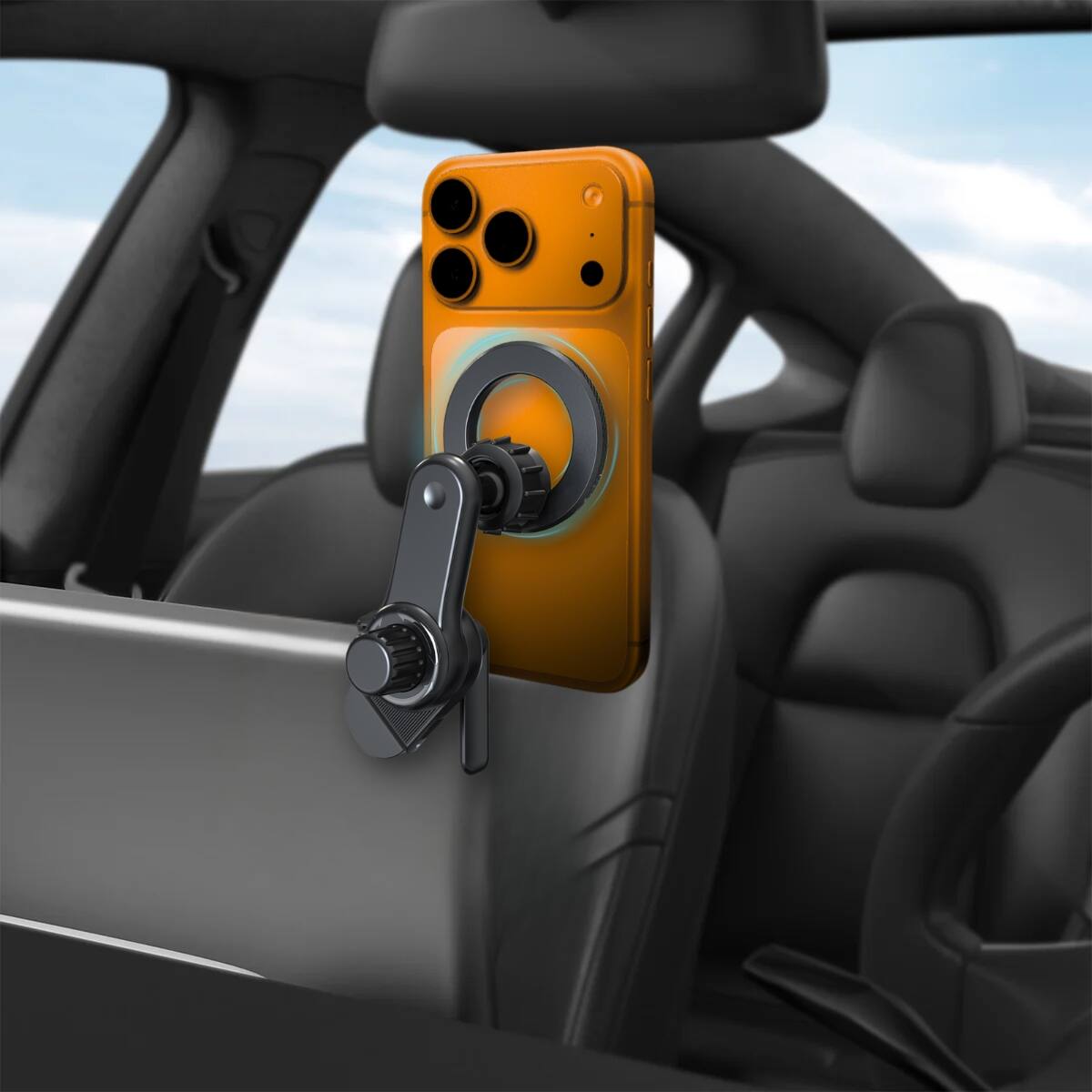 Alt View 5. Esoulk - Universal Magnetic Tesla Monitor Mount Car Phone Holder Magsafe Compatible For iPhone 17 16 15 14 13 Pro Max - Black.