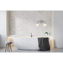 Living District - Hanson 2 lights bath sconce in polished nickel with frosted shade - Polished Nickel And Frosted Shade