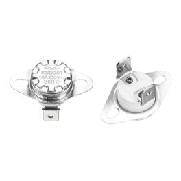 Unique Bargains - KSD301 Thermostat 75°C/167°F 16A Normally Closed N.C Temperature Switch for Microwaves/Oven 2pcs Ceramic - Silver