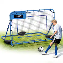 VEVOR - Soccer Rebounder Net, Quick-Switch Angle Soccer Goal Rebounder for Control, Passing Practice, Heavy-Duty Iron Frame - Blue + Black
