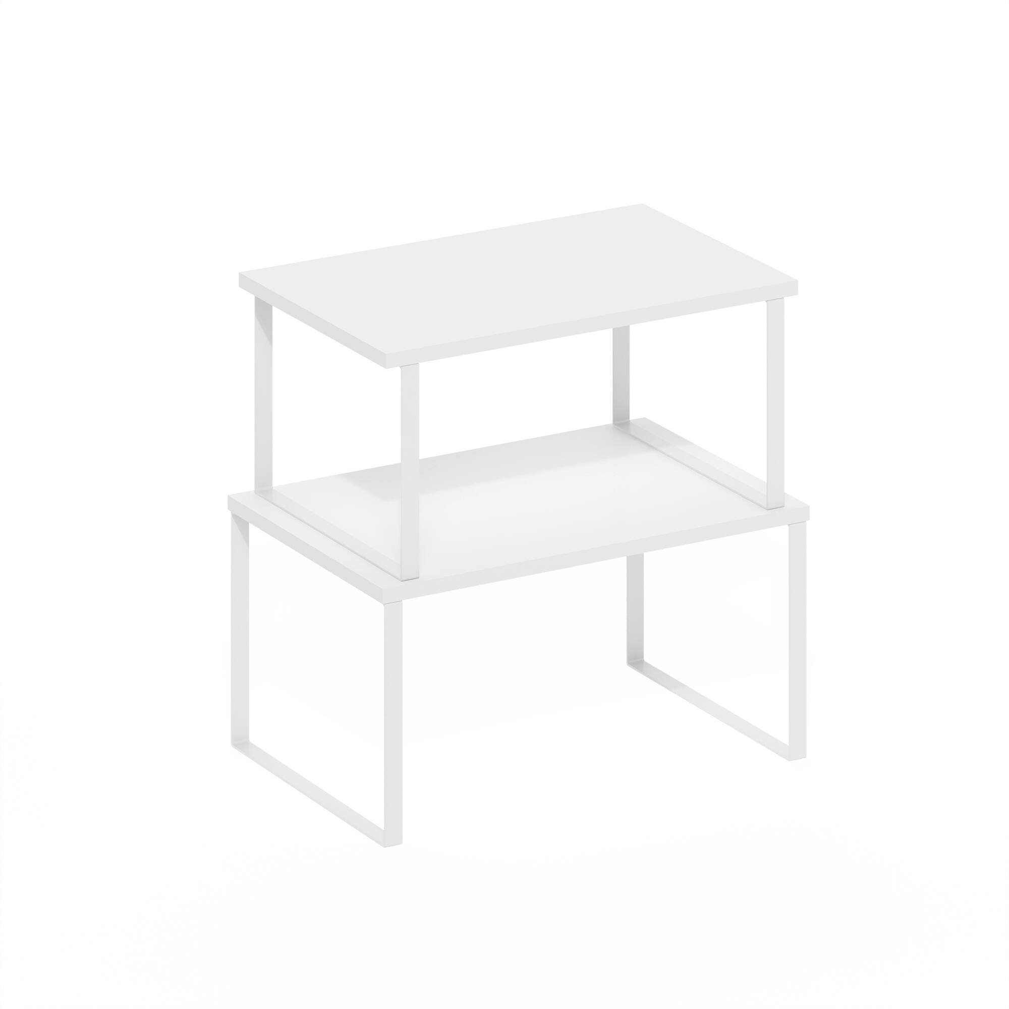 Alt View 4. Furinno - Ravel Multipurpose Expandable, Stackable Kitchen Counter Shelves, Set of 2 - White/White.
