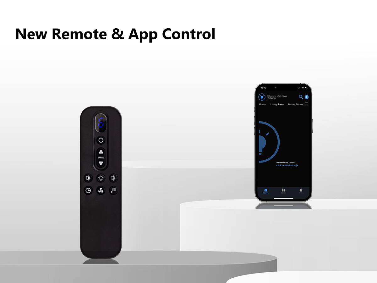 New Remote & App Control

19:10

Intelligence

House Living Room Master Bedroom

SPEED

Welcome to Fonda

Click to add device