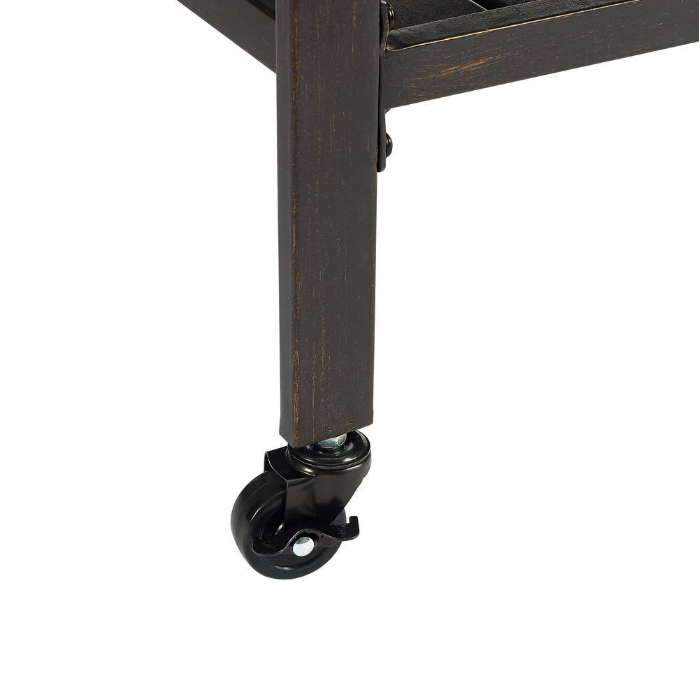 Alt View 3. Crosley Furniture - Kaplan Metal Outdoor Bar Cart - Oil Rubbed Bronze.