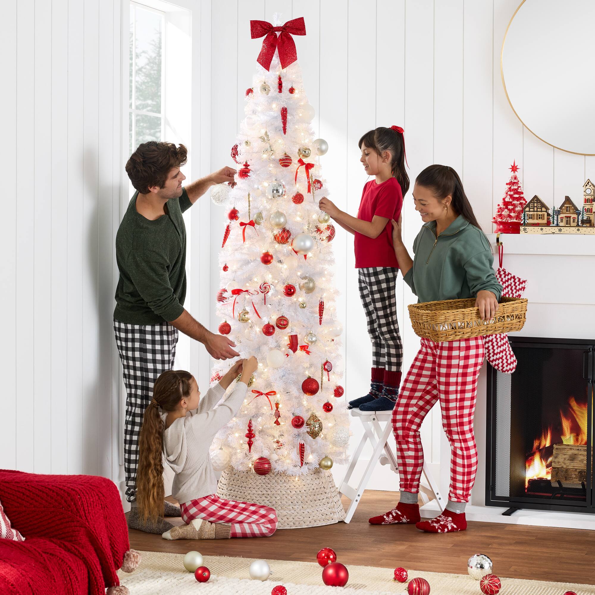 Alt View 2. Best Choice Products - Best Choice Products 12ft Pre-Lit White Pencil Christmas Tree w/ Foldable Base, 900 Incandescent Lights - White.