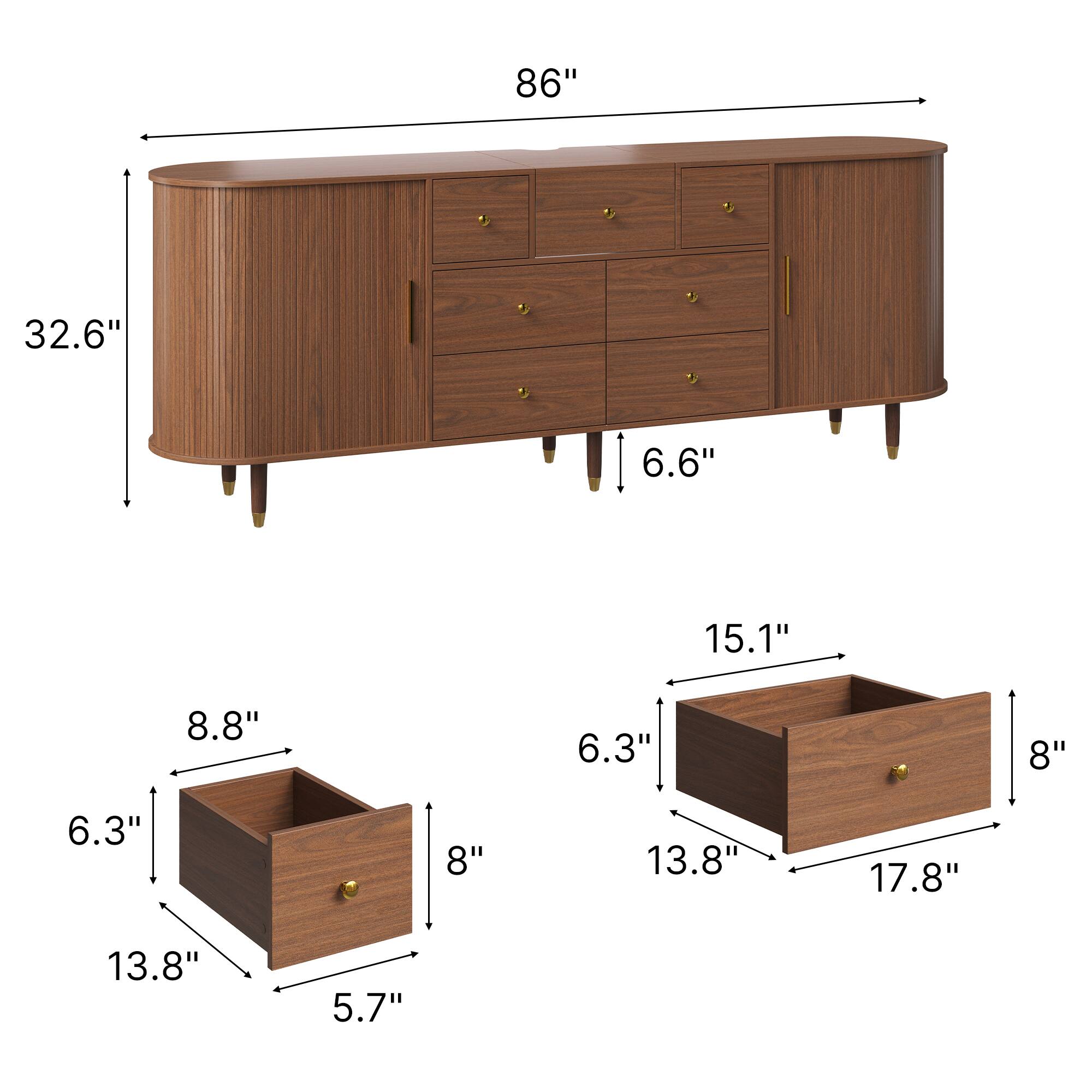 86"  
32.6"  
6.6"  
15.1"  
8.8"  
6.3"  
8"  
6.3"  
8"  
13.8"  
17.8"  
13.8"  
5.7"