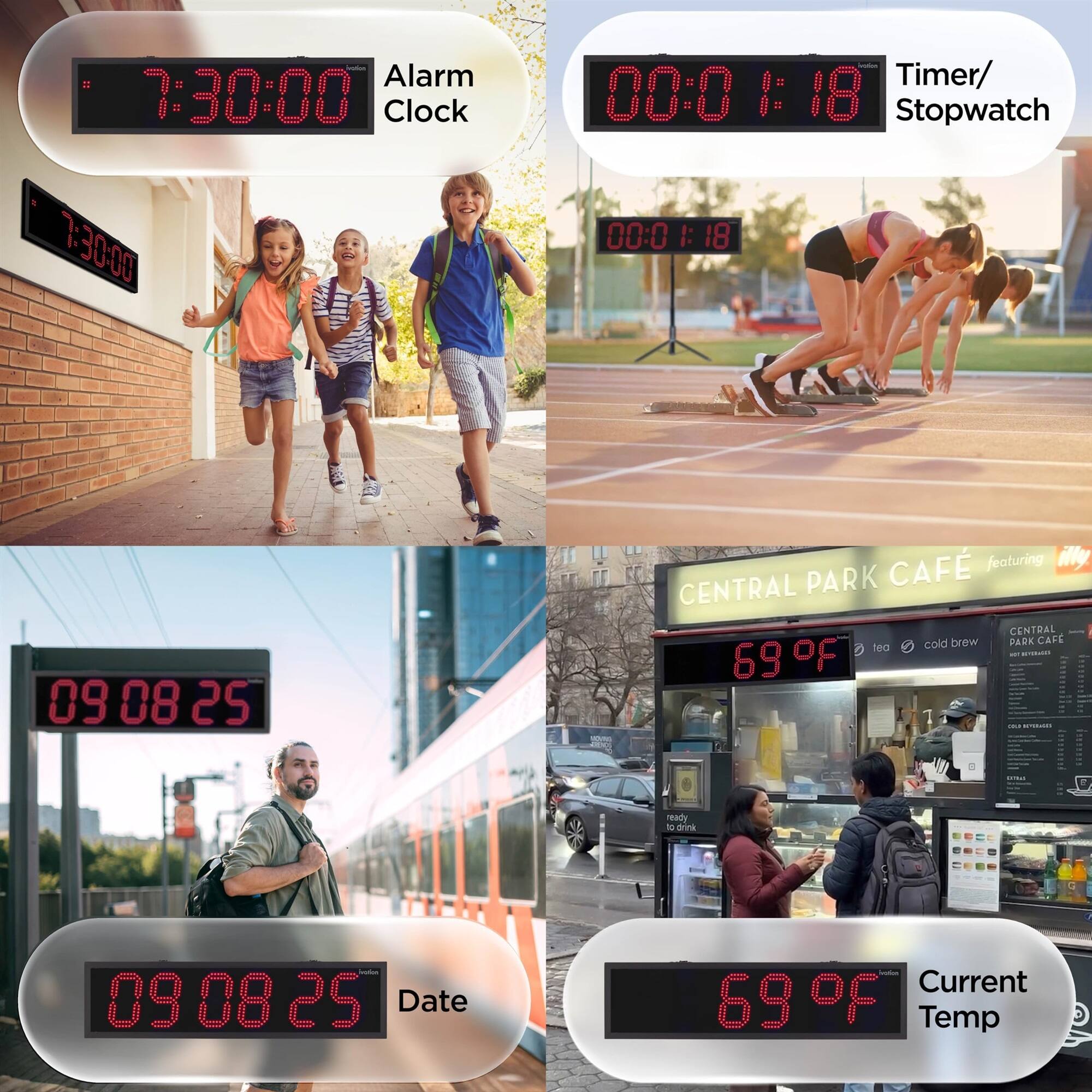 Alarm 7:30:00 Clock  
NAZION 00:0 Timer/ 00-0 1:18 Stopwatch  
30:00  
00:0 : 18  
09 08 25  
LEVING  
CAF featuring illy CENTRAL PARK CENTRAL cold brew PARK CAF D tea NYRUGG 69F OUT ISSUDIO  
201941  
G  
ready t drink  
INGREDIENTS 09 08 25 Date  
MODOS Current 69 of Temp