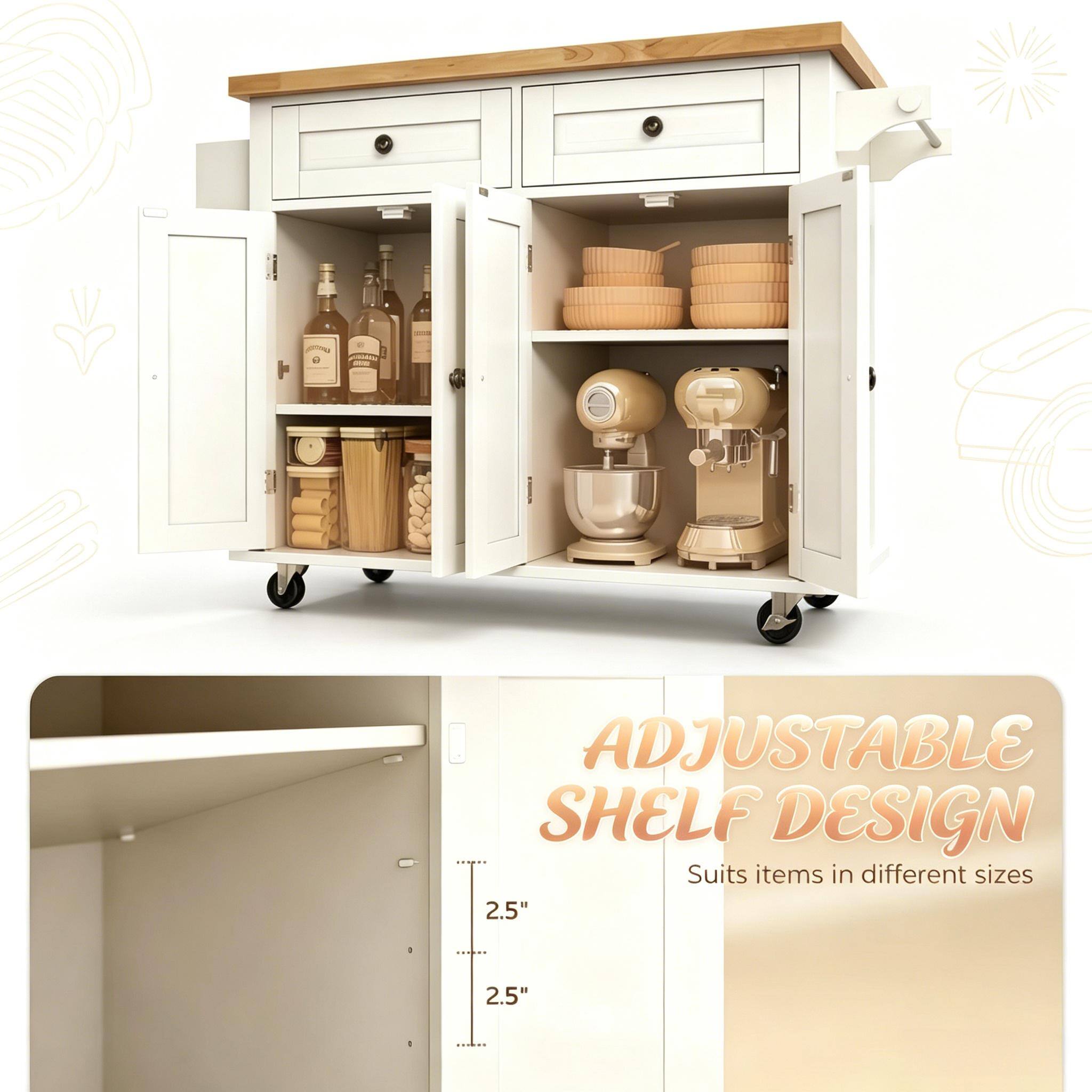 ADJUSTABLE SHELF DESIGN  
Suits items in different sizes  
2.5"  
2.5"