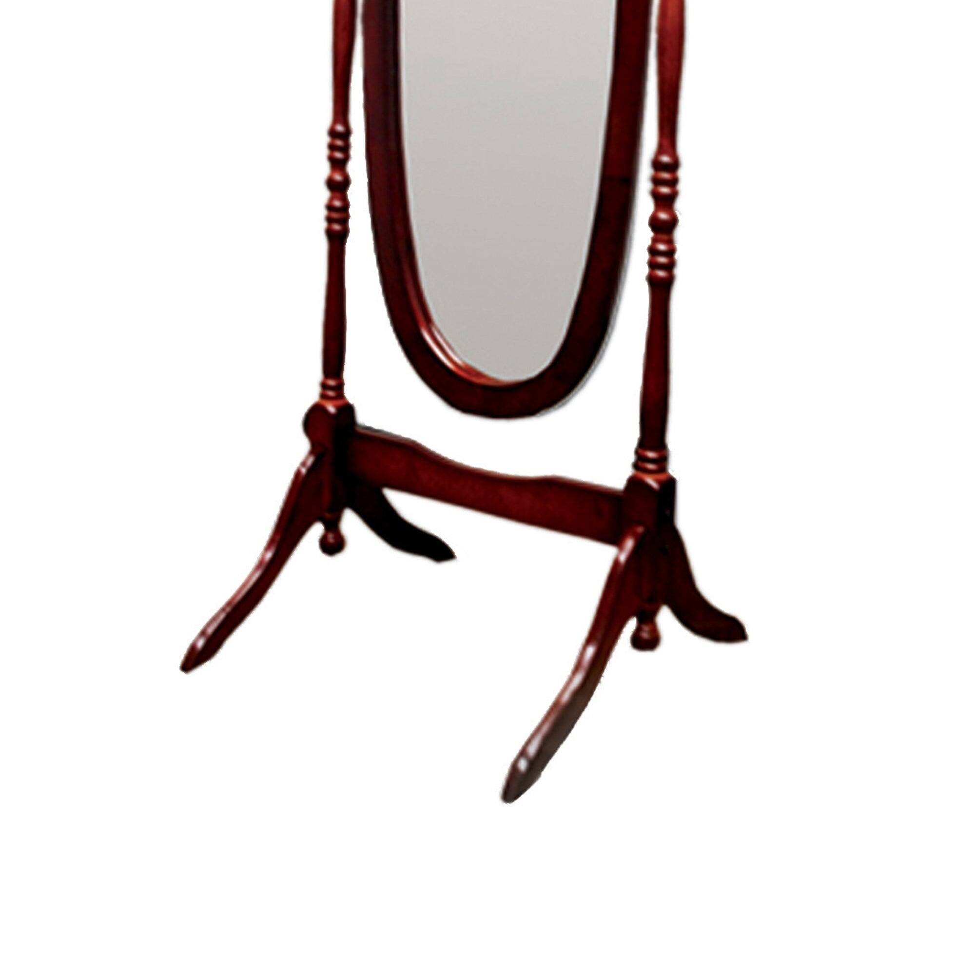 Alt View 1. BreeBe - 59.25' Tall Standing Wooden Floor Mirror with Cherry finish, Oval Shape - Cherry.
