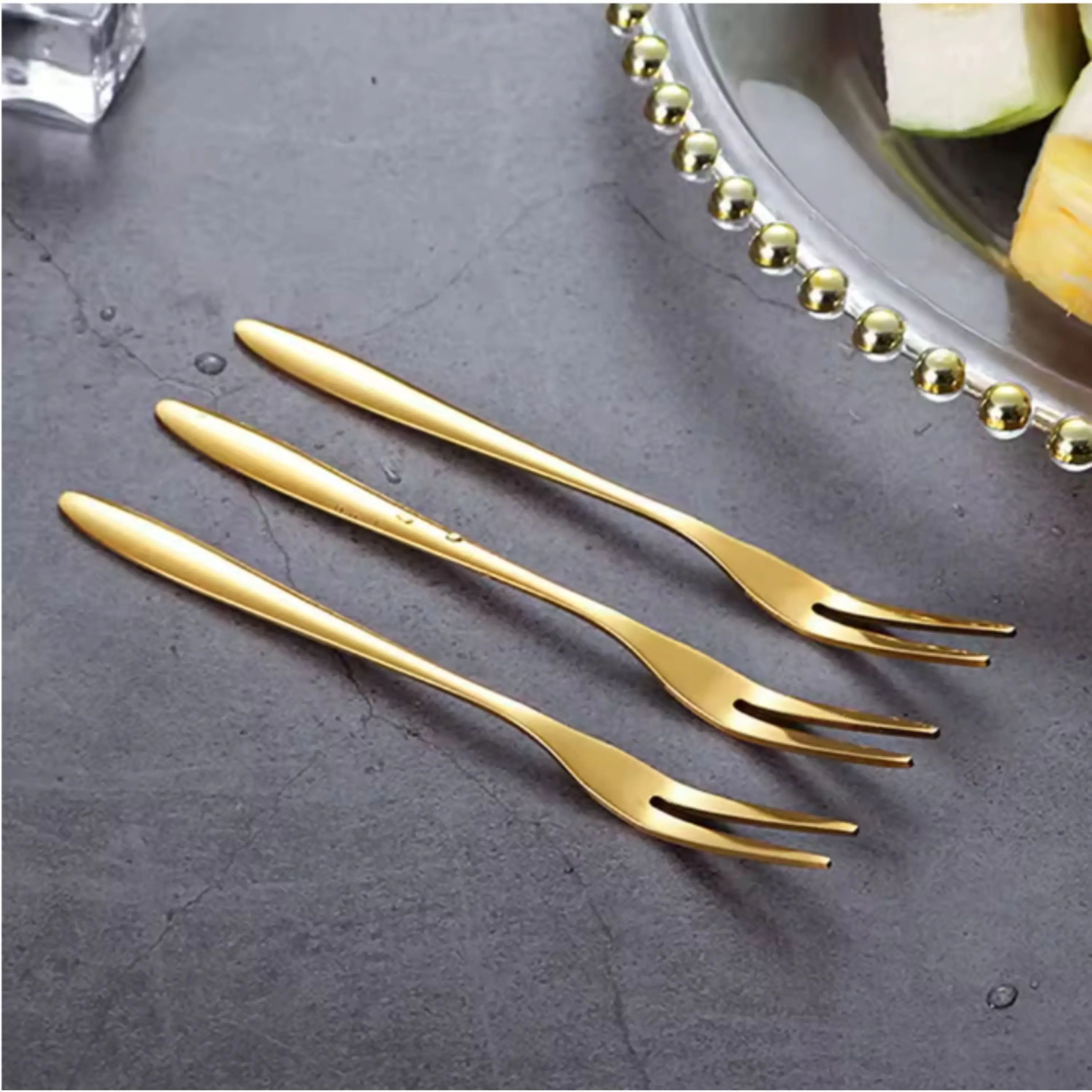 Back. Kitcheniva - 5" Stainless Steel Food Fruit Picks 6 Pcs, Gold - Gold.