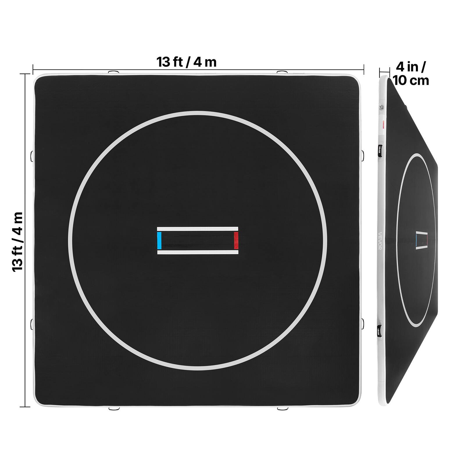 13 ft / 4 m  
4 in / 10 cm
