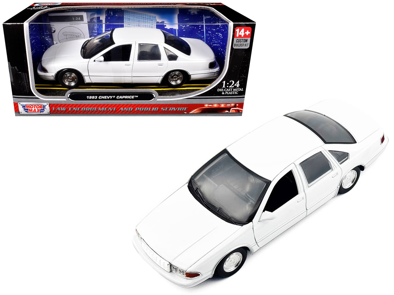 "1993 Chevrolet Caprice Police Car Unmarked White ""Custom Builder's Kit"" Series 1/24 Diecast Model Car by Motormax" price history on PriceWatchPro