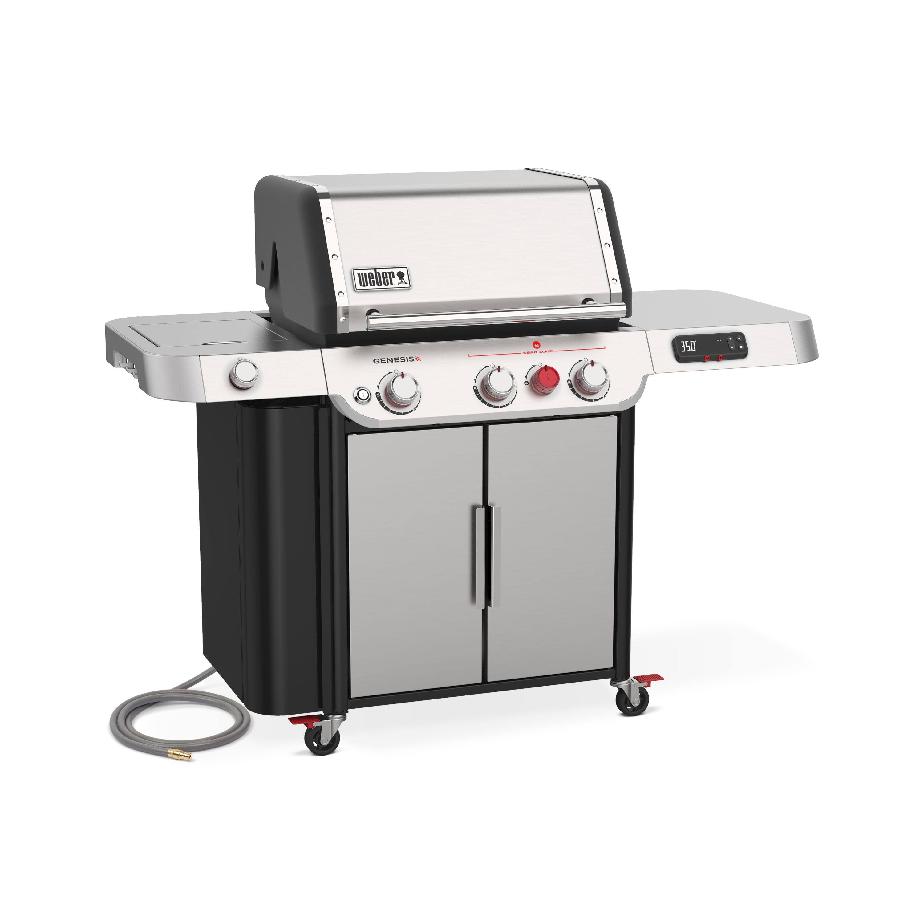 Left. Weber - Genesis Smart SX-335 Natural Gas Grill - Stainless Steel.