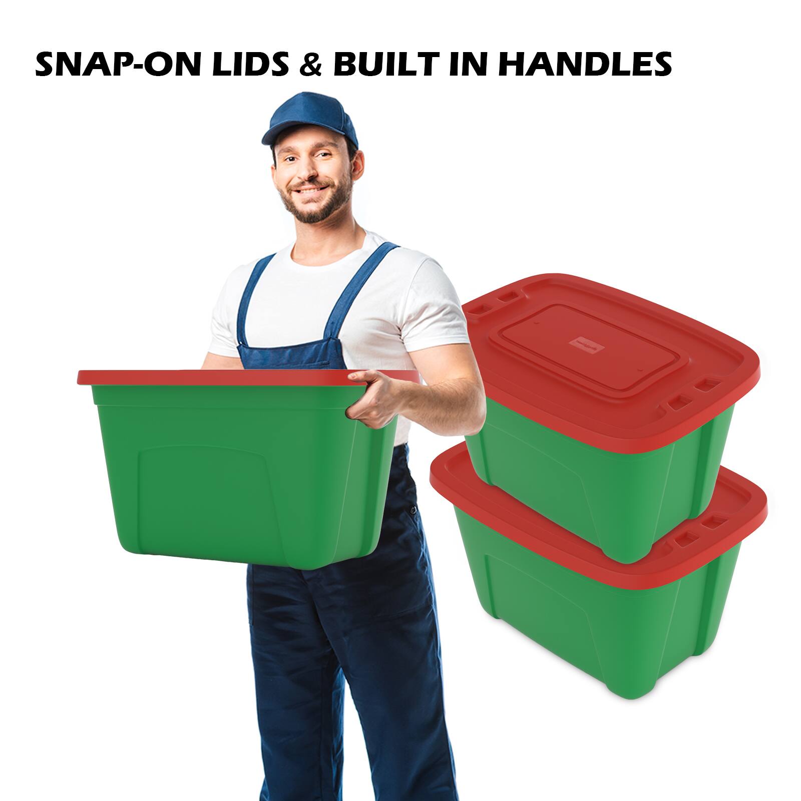 SNAP-ON LIDS & BUILT IN HANDLES