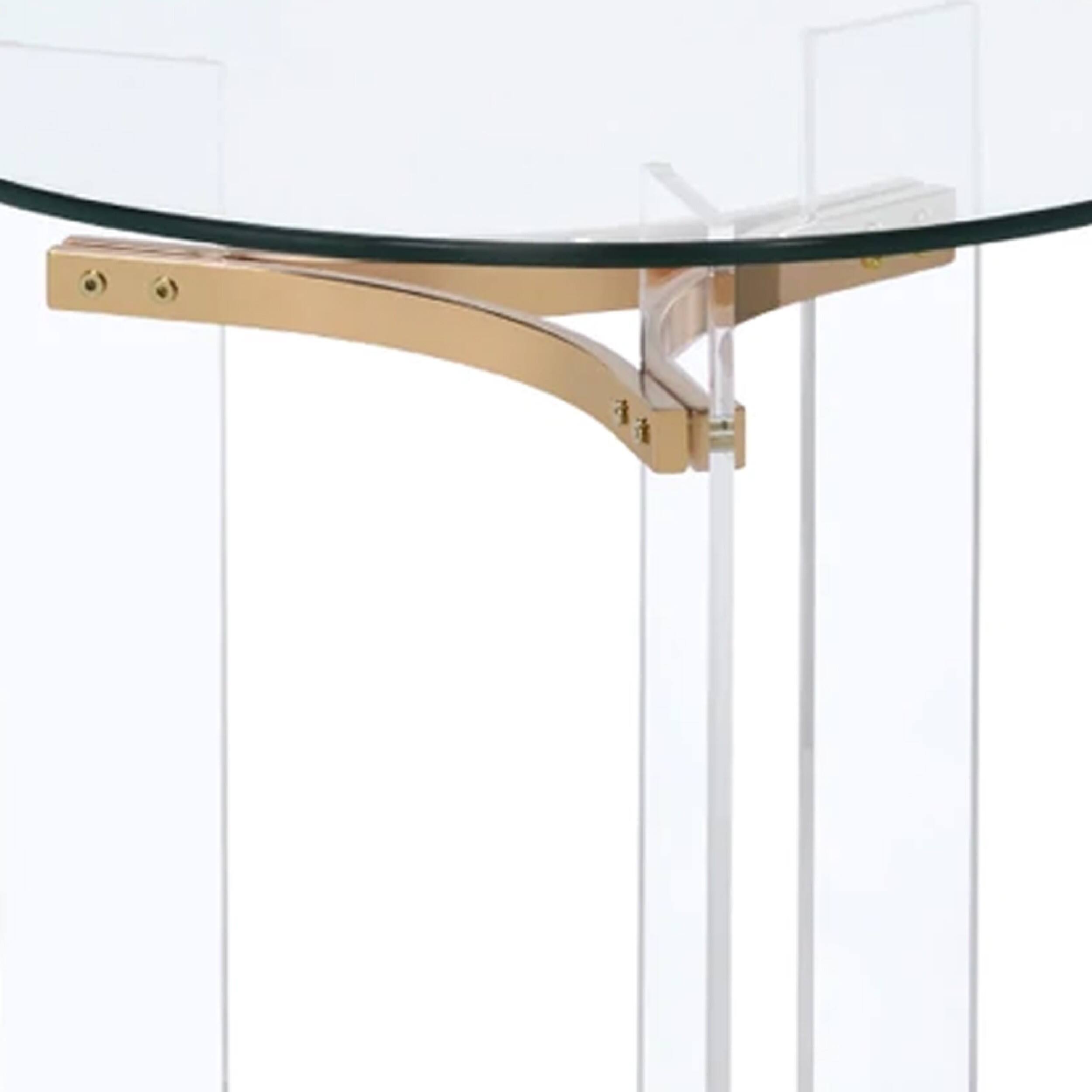Alt View 2. Manhattan Lane - Hale 23 Inch Round End Table, Glass Top, Acrylic Legs - Clear.