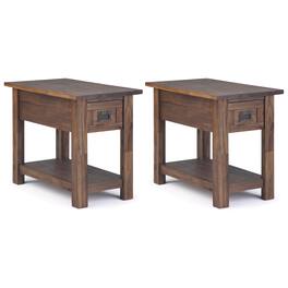 Simpli Home - Monroe 14 inch Narrow Side Table (Set of 2) - Distressed Charcoal Brown