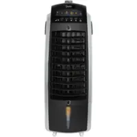 Quilo - 211 CFM Indoor Portable Tower Fan with Evaporative Cooling - Black/Silver - Front_Zoom