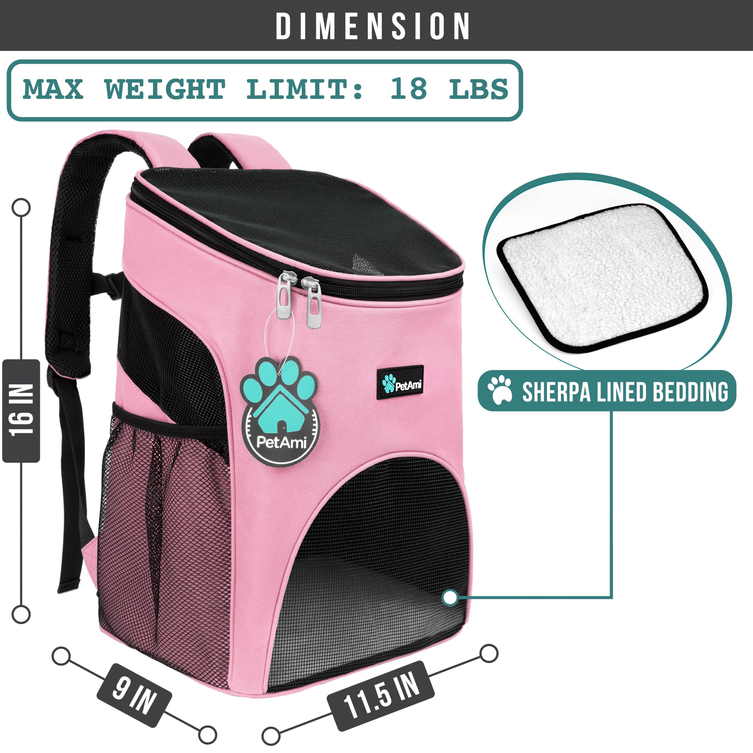DIMENSION  
MAX WEIGHT LIMIT: 18 LBS  

16 IN  
9 IN  
11.5 IN  

SHERPA LINED BEDDING